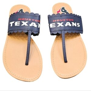 Houston Texans Football Flat Thong Sandals Blue Red White Size 7.5